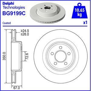 Delphi BG9199C Rear ventilated brake disc BG9199C