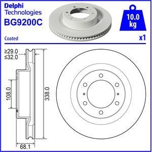 Delphi BG9200C Front brake disc ventilated BG9200C