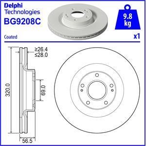 Delphi BG9208C Front brake disc ventilated BG9208C
