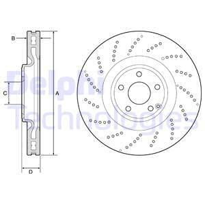 Delphi BG9222C Front brake disc ventilated BG9222C