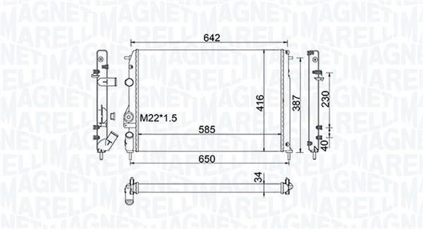 Magneti marelli 350213159100 Radiator, engine cooling 350213159100