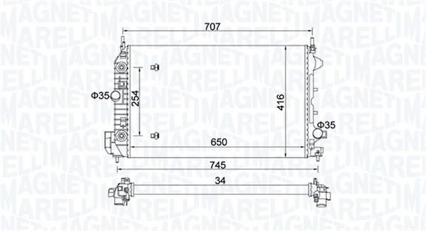 Magneti marelli 350213162500 Radiator, engine cooling 350213162500