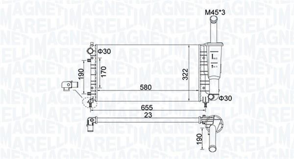 Magneti marelli 350213183600 Radiator, engine cooling 350213183600