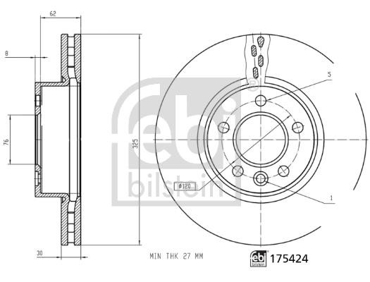 Brake rotor MAN: 175424 febi Brake disc