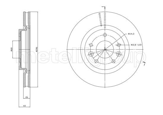 Brake disc Chery: 231762C Metelli Front vented brake disc