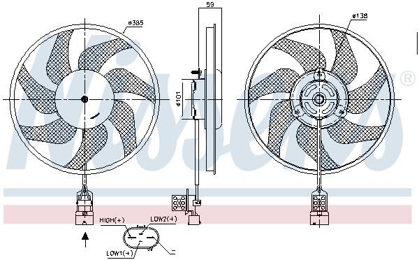 Nissens 850048 Hub, engine cooling fan wheel 850048