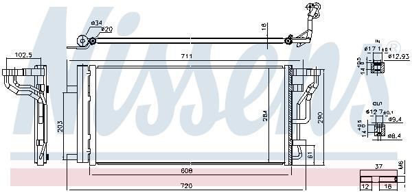 Air con condenser KIA Pro Cee'D (Kia Pro Cee'D): 941289 Nissens AC Condenser