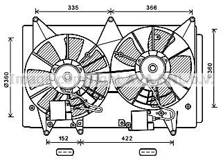 Prasco MZ7547 Hub, engine cooling fan wheel MZ7547