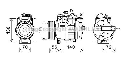 Prasco BWK552 Compressor, air conditioning BWK552