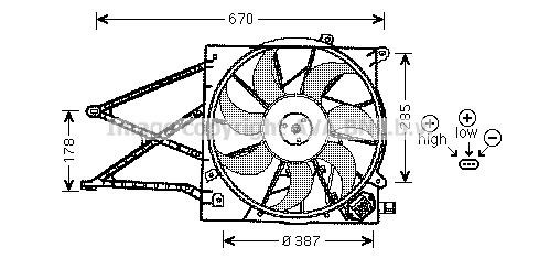 Prasco OL7524 Hub, engine cooling fan wheel OL7524
