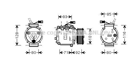 Prasco HDK169 Compressor, air conditioning HDK169