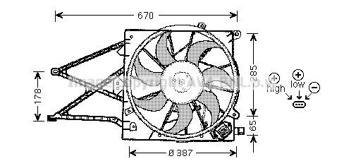 Prasco OL7509 Hub, engine cooling fan wheel OL7509