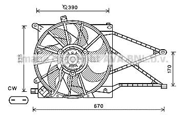 Prasco OL7603 Hub, engine cooling fan wheel OL7603