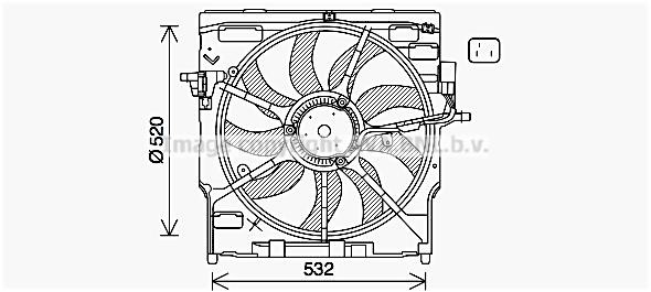 Prasco BW7563 Hub, engine cooling fan wheel BW7563