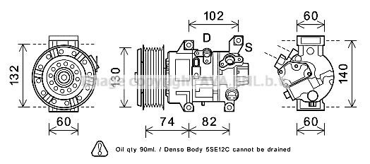 Prasco TOK607 Compressor, air conditioning TOK607