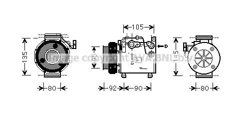 Prasco MTK166 Compressor, air conditioning MTK166