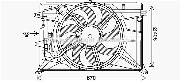 Prasco FT7611 Hub, engine cooling fan wheel FT7611