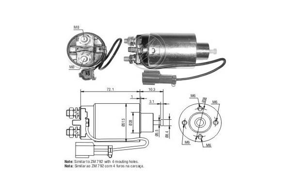 Messmer ZM4792 Solenoid switch, starter ZM4792