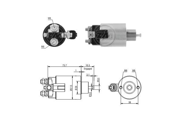Messmer ZM3695 Solenoid switch, starter ZM3695