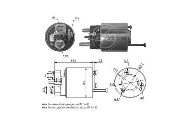 Messmer ZM497 Solenoid switch, starter ZM497