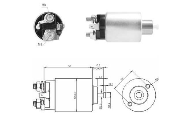 Messmer ZM2392 Solenoid switch, starter ZM2392