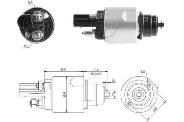 Messmer ZM3498 Solenoid switch, starter ZM3498