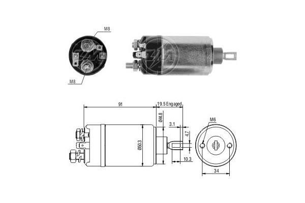 Messmer ZM522 Solenoid switch, starter ZM522