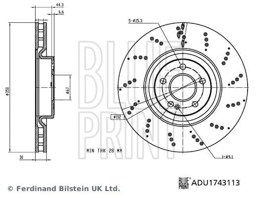 Brake discs Mercedes GLA: ADU1743113 Blue Print Brake disk