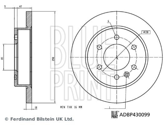 Blue Print ADBP430099 Rear brake disc, non-ventilated ADBP430099