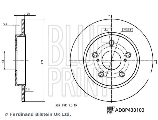Blue Print ADBP430103 Rear brake disc, non-ventilated ADBP430103
