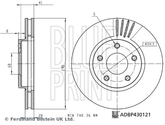 Brake system parts Nissan Cima: ADBP430121 Blue Print Brake disc
