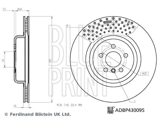 Blue Print ADBP430095 Rear ventilated brake disc ADBP430095