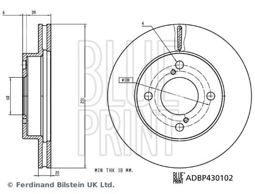 Blue Print ADBP430102 Front brake disc ventilated ADBP430102