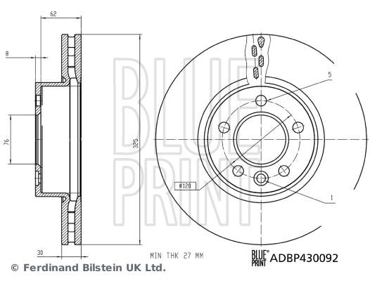 Blue Print ADBP430092 Front brake disc ventilated ADBP430092