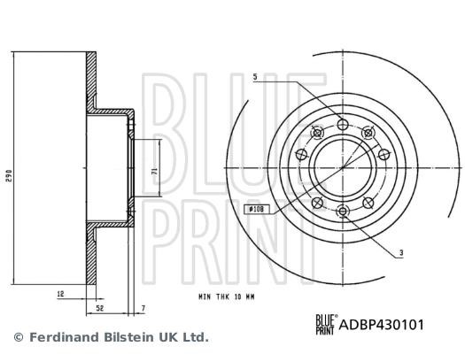 Blue Print ADBP430101 Rear brake disc, non-ventilated ADBP430101