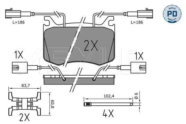 Brake pad Alfa Romeo Giulia: 0252209115PD Meyle Brake pad set