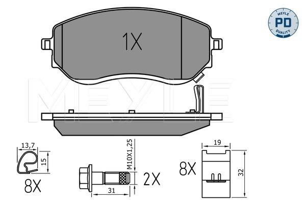Disc brake pad set Mercedes X-class: 0252266021PD Meyle Brake pad set