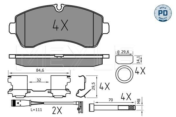 Disc brake pad set Mercedes eSprinter: 0252920020PD Meyle Brake pad set