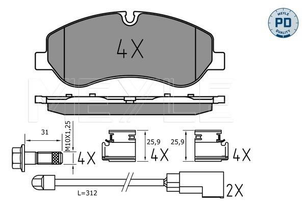 Brake spare parts Ford Transit: 0252560217PD Meyle Brake pad set