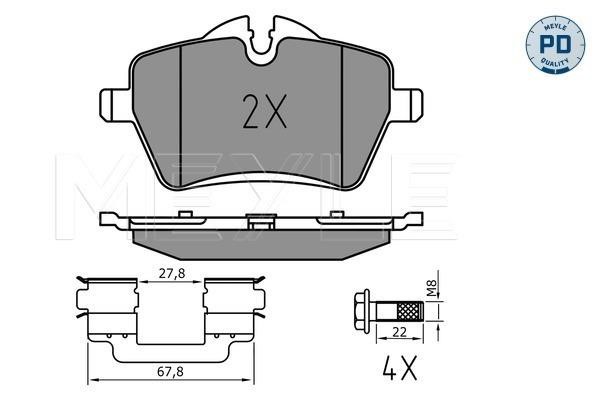 Disc brake pad set Mini Mini Paceman: 0252398418PD Meyle Brake pad set