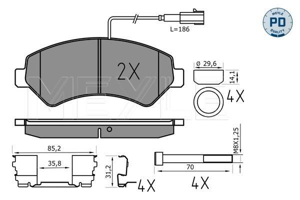 Meyle 025 244 6619-2/PD Brake pad set 02524466192PD 02524466192PD Meyle Brake pad set