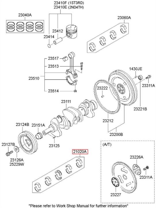 Hyundai/Kia 21020 4X900 Main bearing, set, std 210204X900