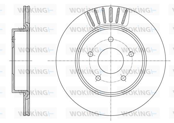 Woking D6162310 Rear ventilated brake disc D6162310