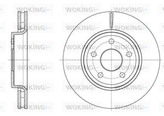 Woking D61668.10 Front brake disc ventilated D6166810