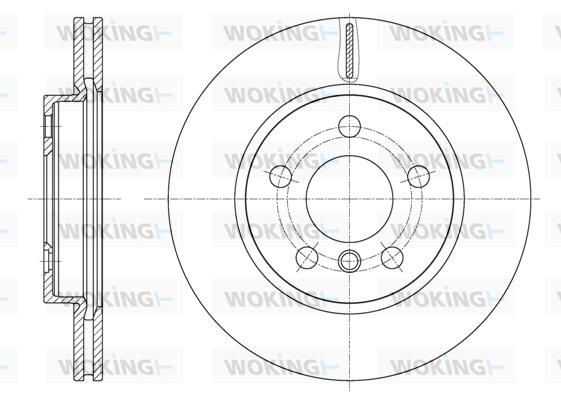 Woking D6161710 Front brake disc ventilated D6161710