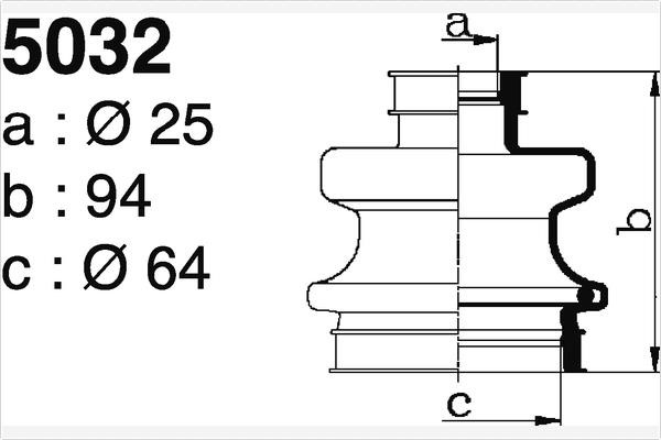 Depa SO5032 Bellow, drive shaft SO5032