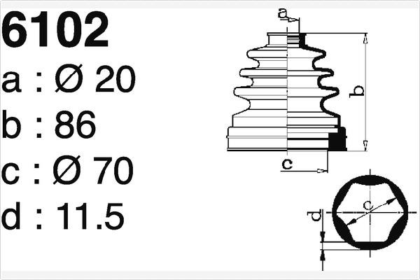 Depa SO6102 Bellow, drive shaft SO6102