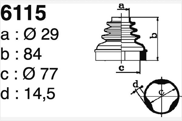 Depa SO6115 Bellow, drive shaft SO6115