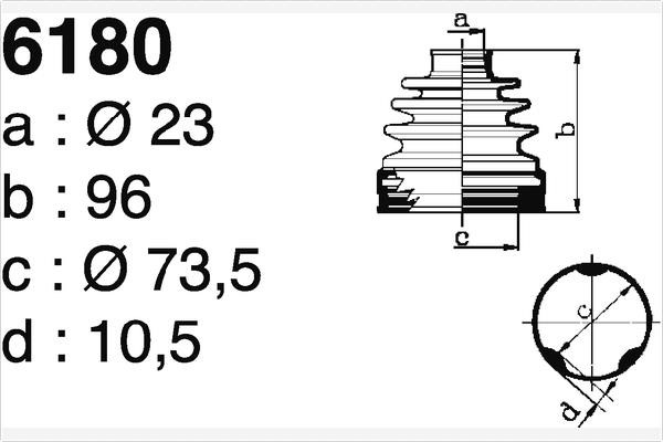 Depa SO6180 Bellow, drive shaft SO6180