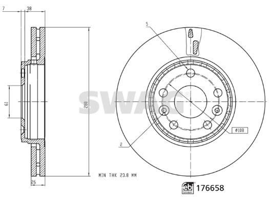 SWAG 33 10 3665 Brake disc 33103665 33103665 SWAG Brake disc